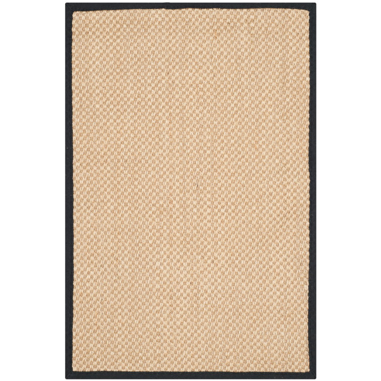 Maize and Black Hand-Knotted Sisal Area Rug, 4' x 6'
