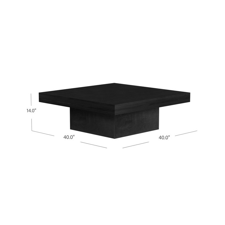 Modern Black Solid Wood Square Coffee Table