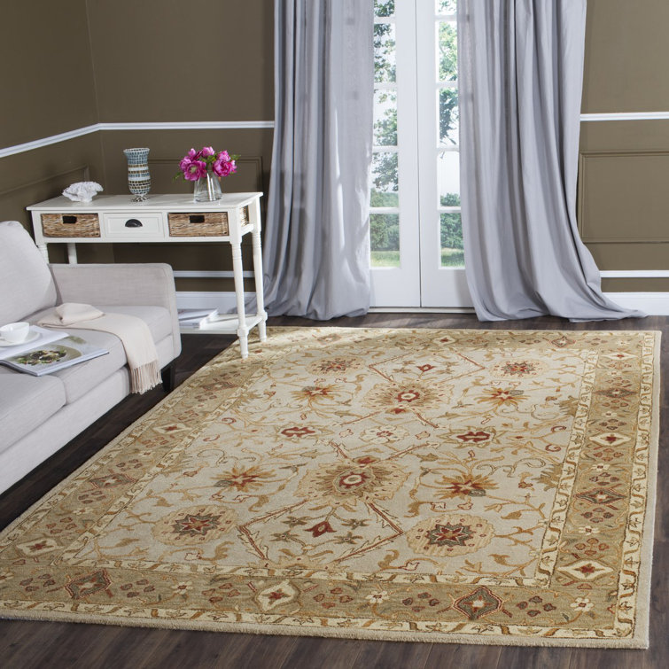 Antiquity 5' x 8' Gray Beige Wool Floral Area Rug