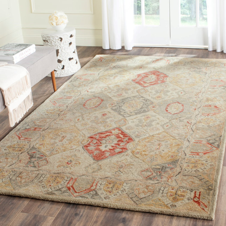 Antiquity Hand Tufted Red Wool Rectangular Area Rug