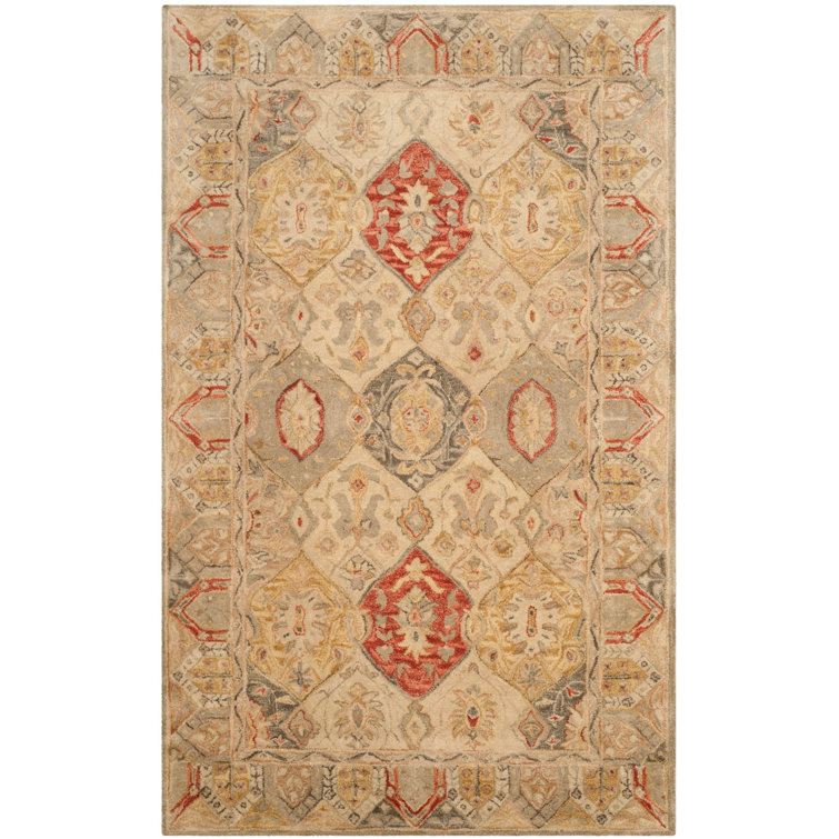Antiquity Hand Tufted Red Wool Rectangular Area Rug