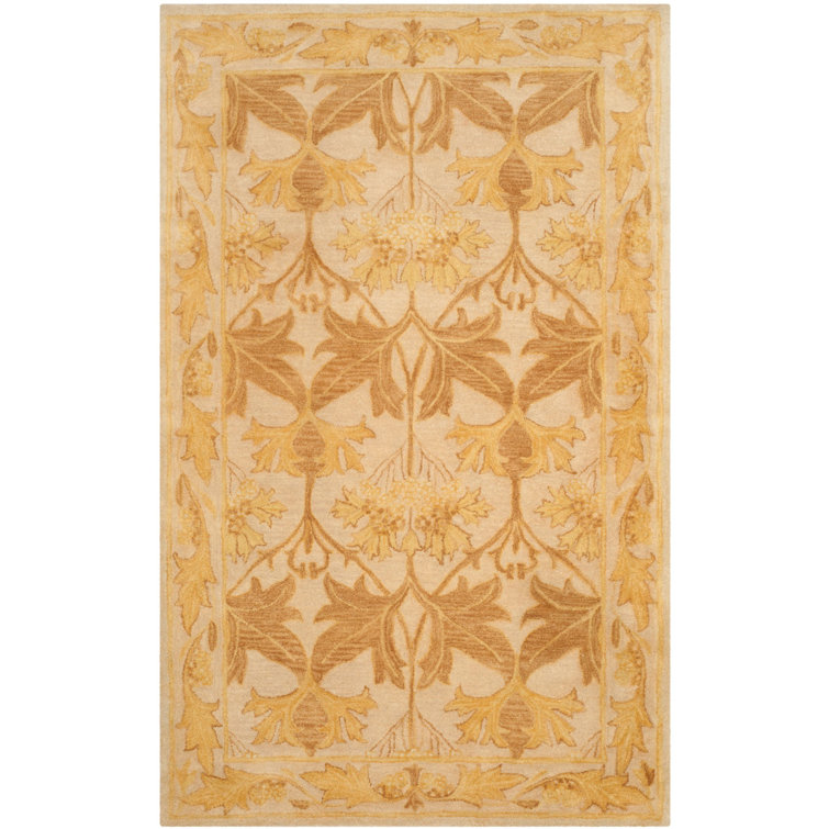 Antiquity Beige and Gold Hand-Tufted Wool Area Rug