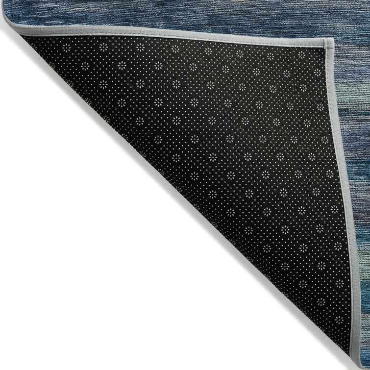 Addison 3' x 5' Blue Synthetic Stripe Washable Rug