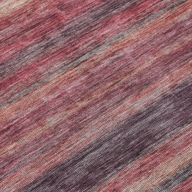 Paprika Stripe Synthetic Washable 3' x 5' Rug