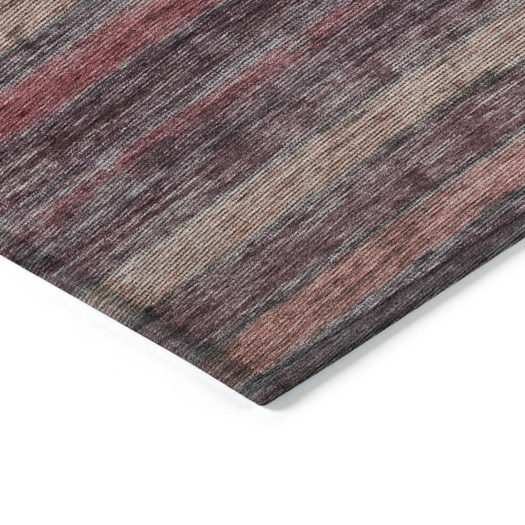 Paprika Stripe Synthetic Washable 3' x 5' Rug