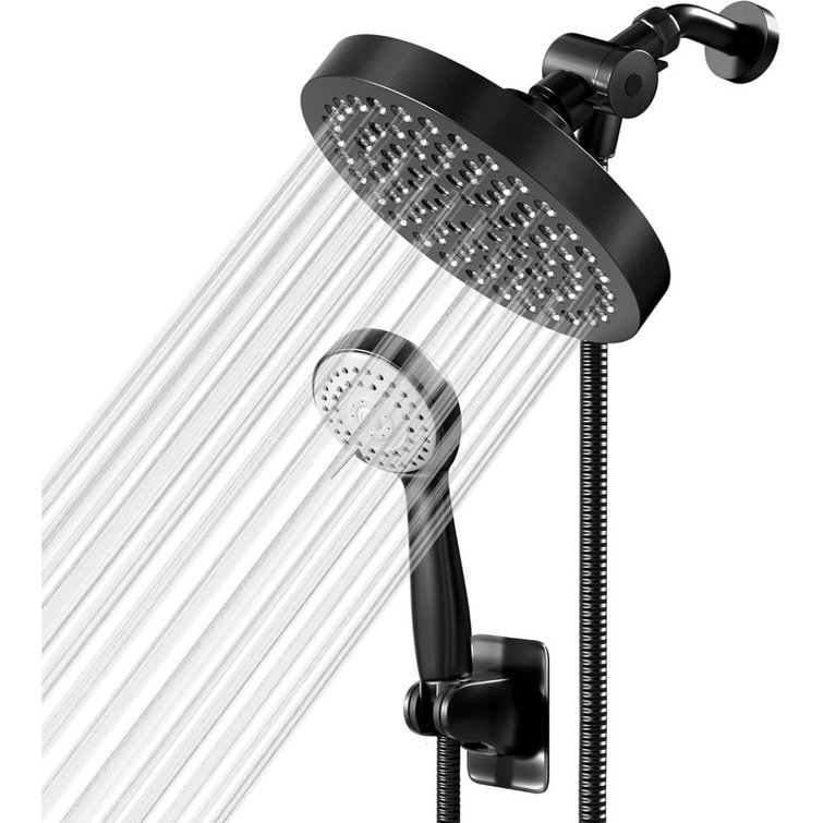 Large Matte Black Round Rain Shower Head with Handheld