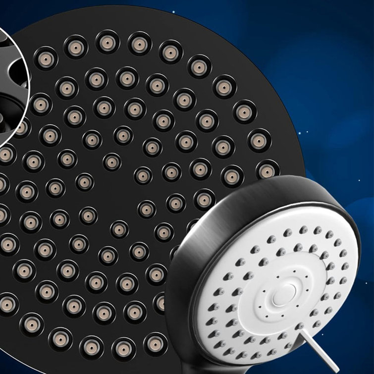 Large Matte Black Round Rain Shower Head with Handheld