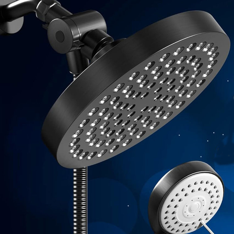 Large Matte Black Round Rain Shower Head with Handheld