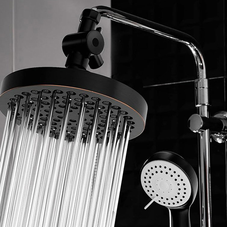 Large Matte Black Round Rain Shower Head with Handheld
