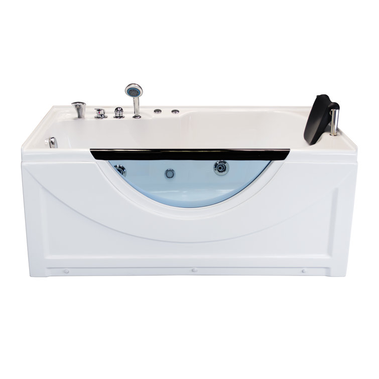 Lexi 59.5" White Acrylic Rectangular Alcove Whirlpool Bathtub with Jets