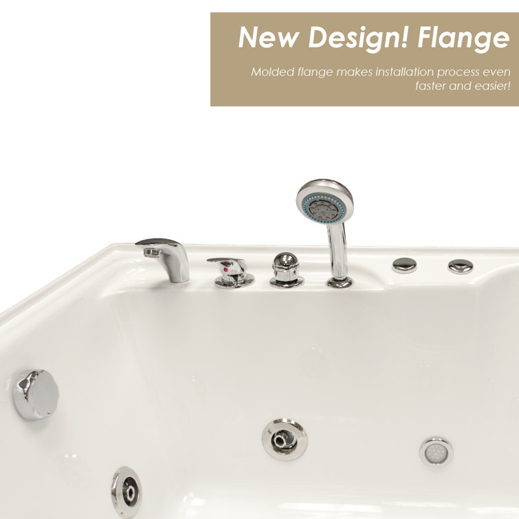 Lexi 59.5" White Acrylic Rectangular Alcove Whirlpool Bathtub with Jets