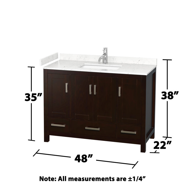 Sheffield 48" Espresso Bathroom Vanity with Carrara Marble Top