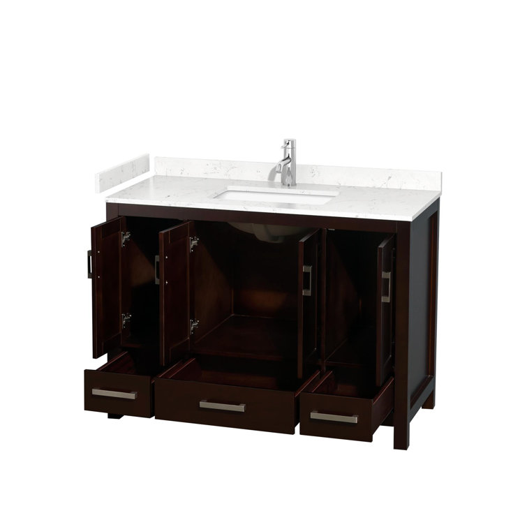 Sheffield 48" Espresso Bathroom Vanity with Carrara Marble Top