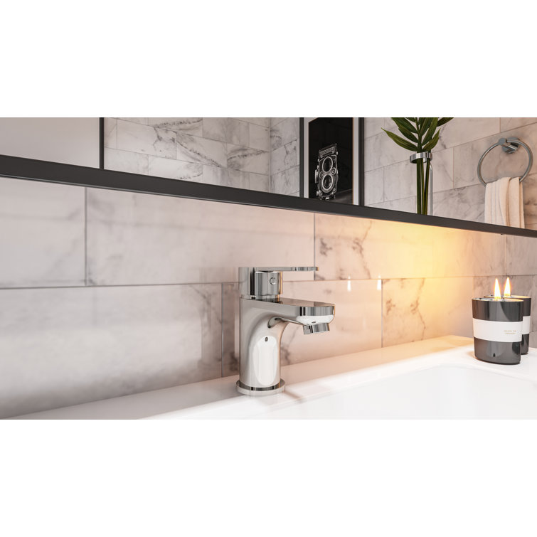 Polished Chrome Single-Handle Bathroom Faucet with Push Pop Drain