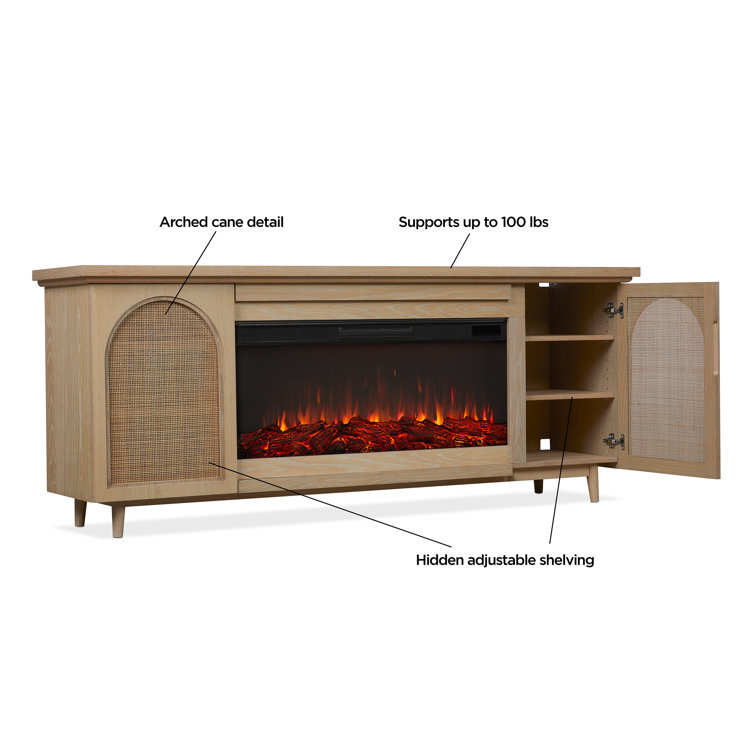 Dahlia 76" White Oak Electric Fireplace TV Stand