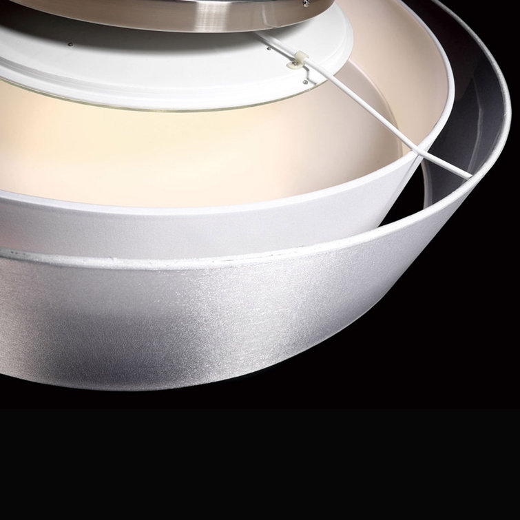 Brushed Nickel LED Drum Ceiling Light with Beige Fabric Shade