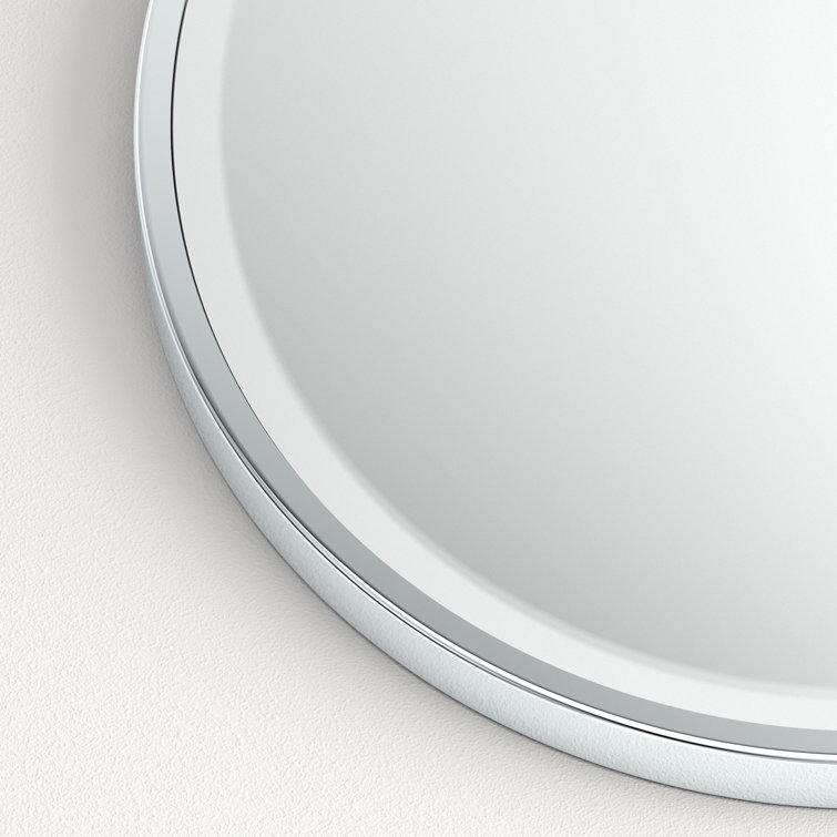 33" Chrome Minimalist Flush Mount Oval Bathroom Mirror