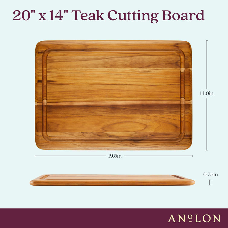 Teak Rectangular Reversible Cutting Board, 20 Inch x 14 Inch