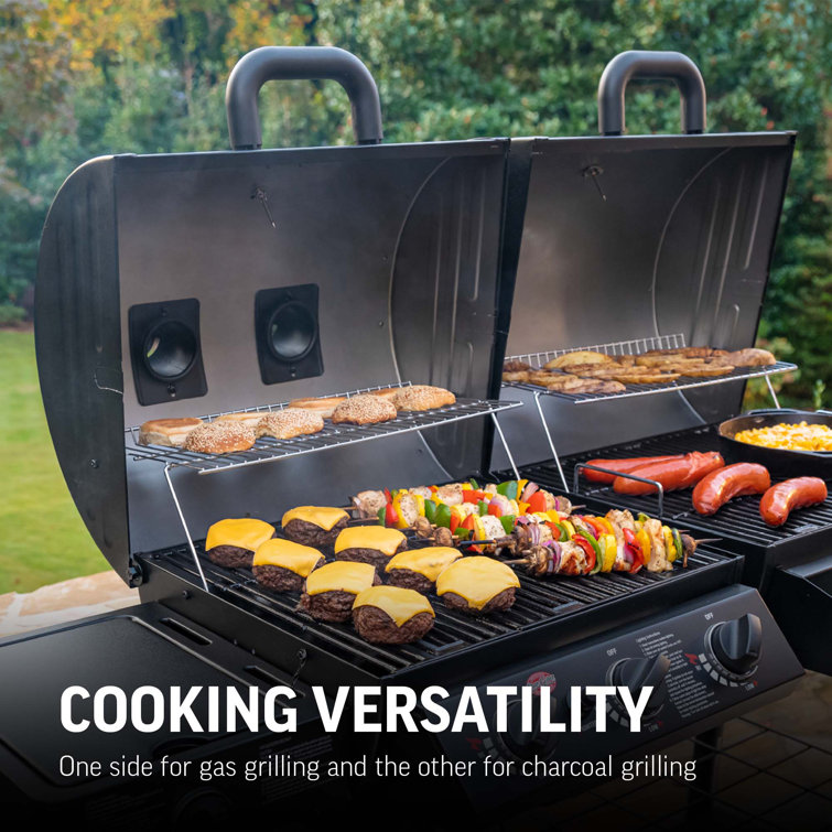 Dual Function Black Gas and Charcoal Grill with Smoker