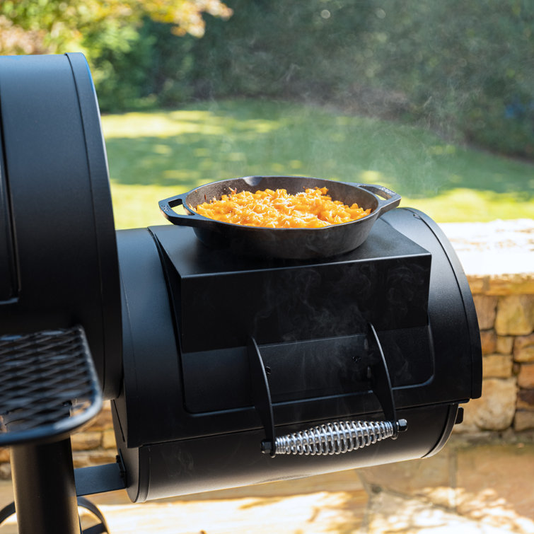 Black Heavy-Duty Steel Barrel Charcoal Grill with Smoker