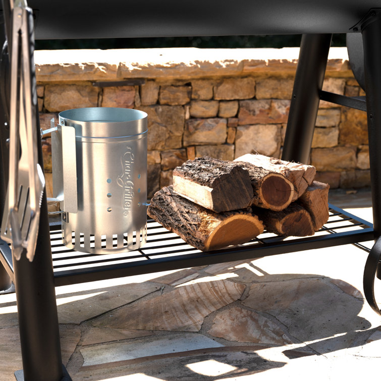 Black Heavy-Duty Steel Barrel Charcoal Grill with Smoker