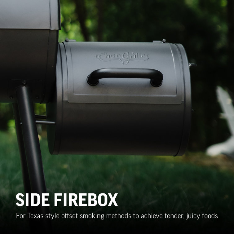Charcoal Barrel Grill and Offset Smoker with Stainless Steel Interior