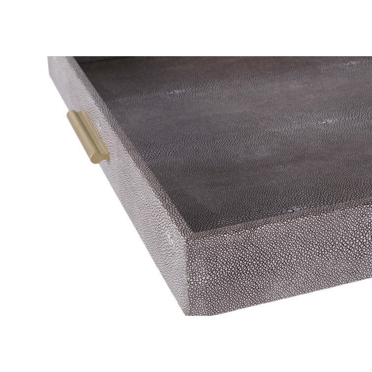 Slate Shagreen Medium Tray with Gold Handles