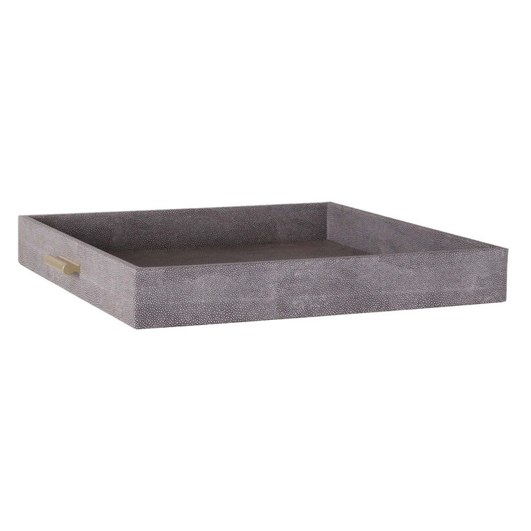 Slate Shagreen Medium Tray with Gold Handles