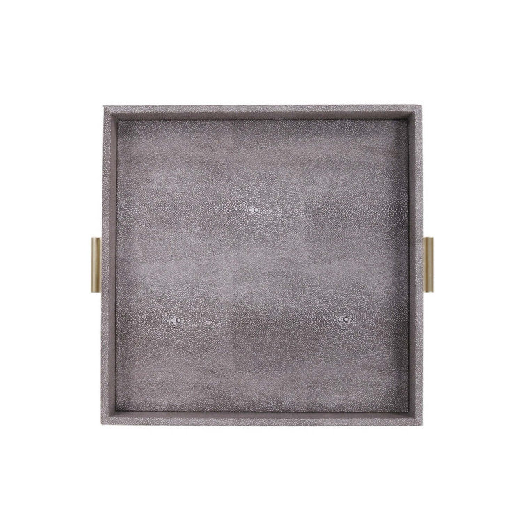 Slate Shagreen Medium Tray with Gold Handles