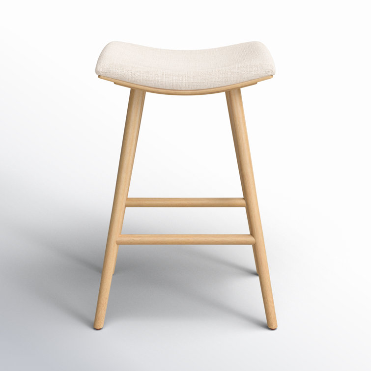 Essence Natural Cream Wood Saddle Style Backless Counter Stool