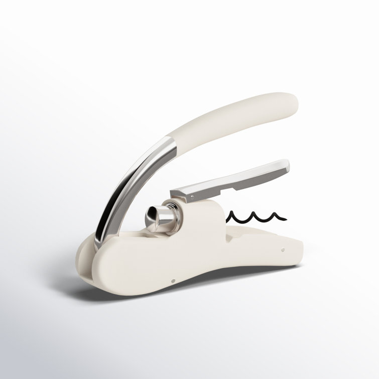 Off-White Stainless Steel Lever Corkscrew with Foil Cutter