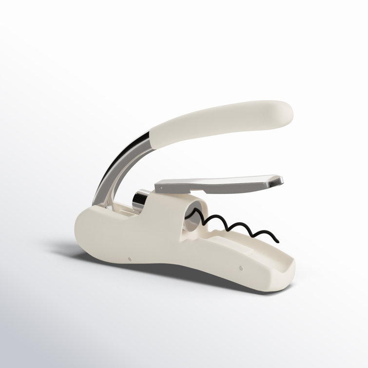 Off-White Stainless Steel Lever Corkscrew with Foil Cutter