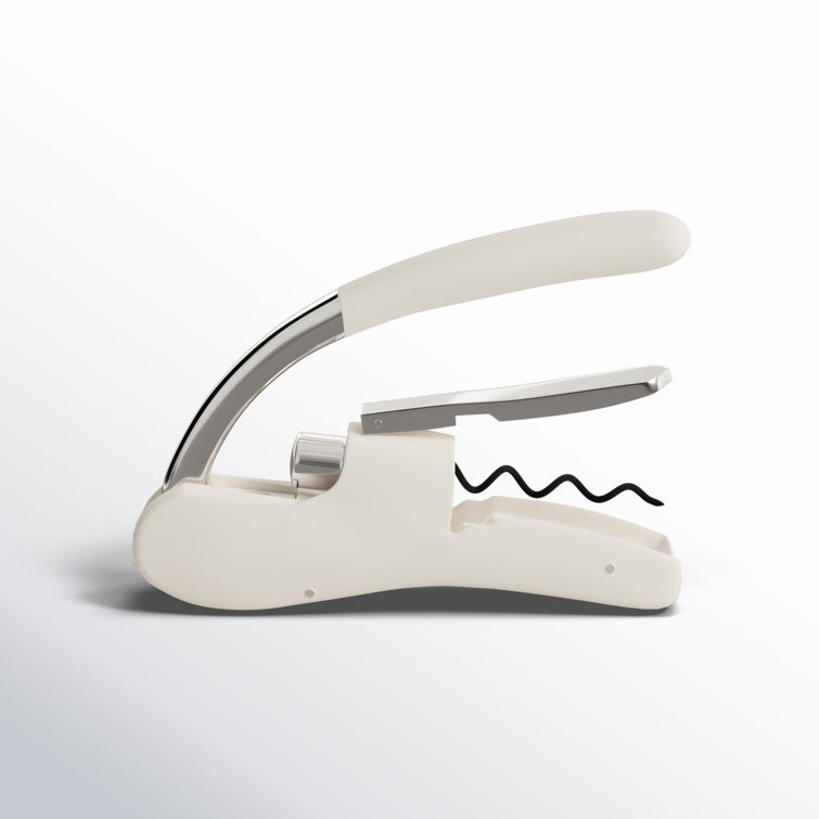 Off-White Stainless Steel Lever Corkscrew with Foil Cutter