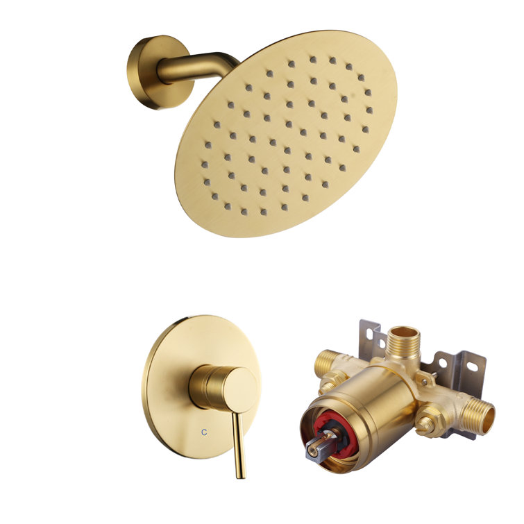 Brushed Gold Wall Mounted Rain Shower Faucet Set