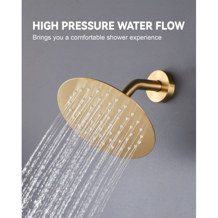 Brushed Gold Wall Mounted Rain Shower Faucet Set