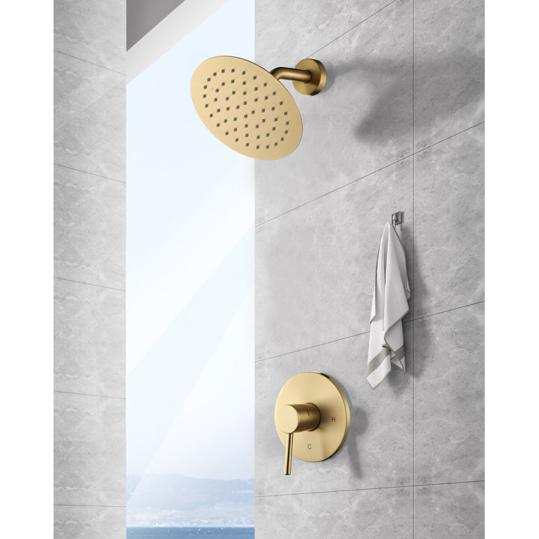 Brushed Gold Wall Mounted Rain Shower Faucet Set