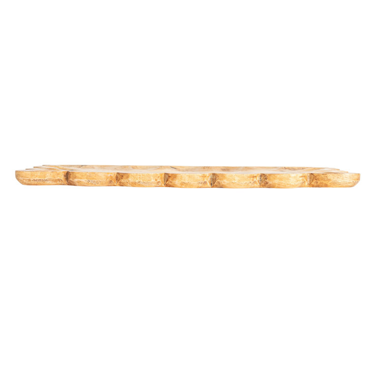 Natural Mango Wood Scalloped Edge Serving Tray