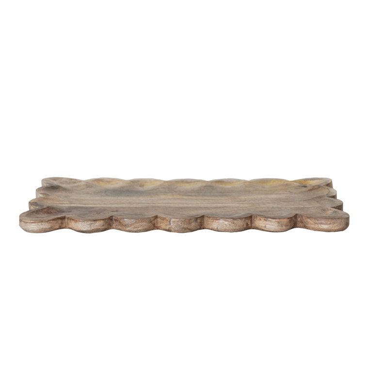 Natural Mango Wood Scalloped Edge Serving Tray