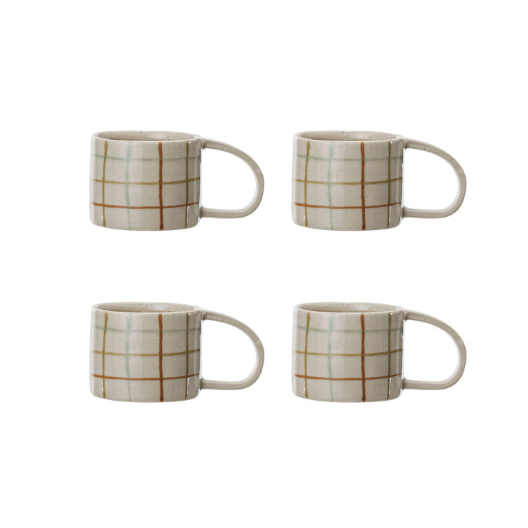 Multicolor Checkered Ceramic Round Mug with Handle