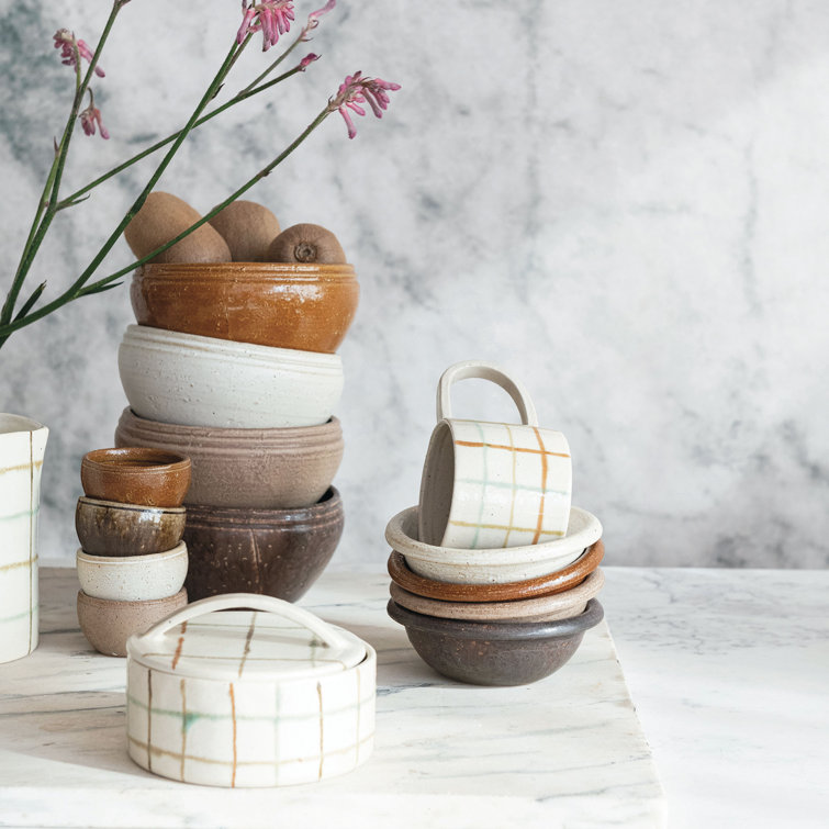 Multicolor Checkered Ceramic Round Mug with Handle