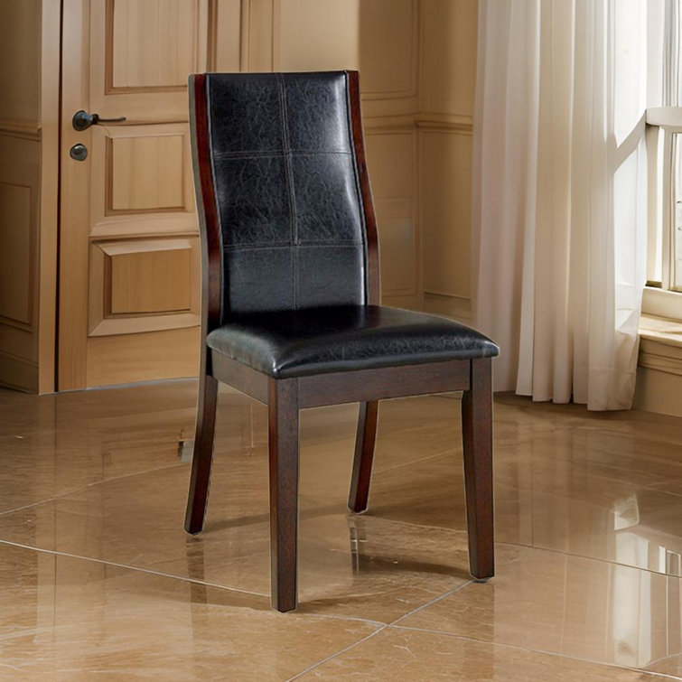 Estis Curved Back Espresso Leatherette Side Chair in Brown Cherry