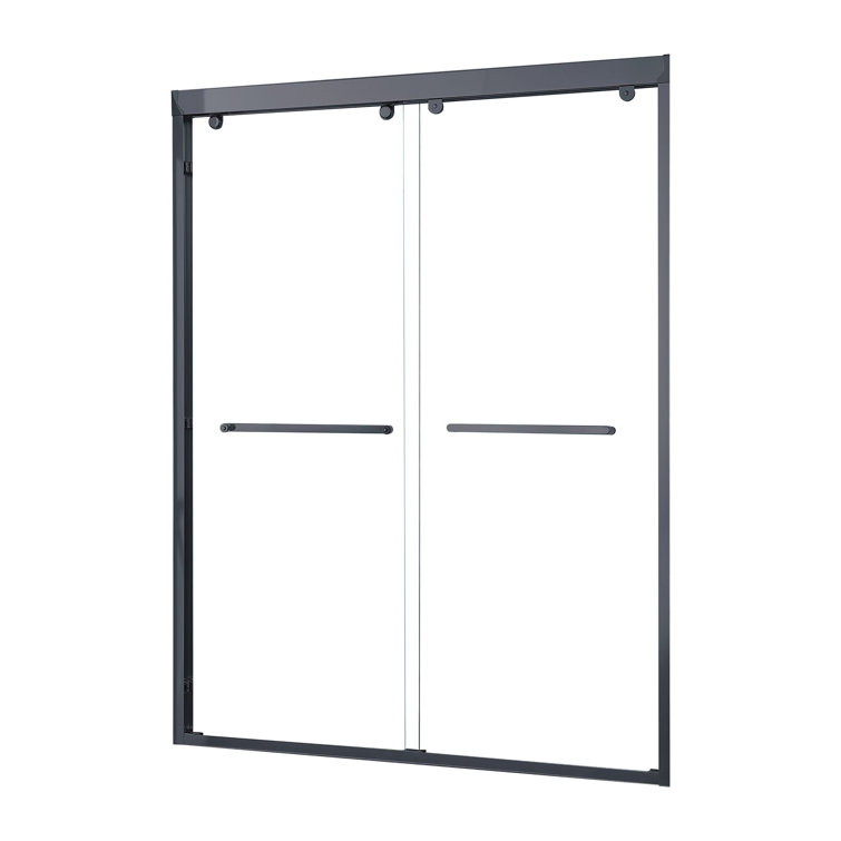 60" Matte Black Aluminum Framed Double Sliding Shower Door