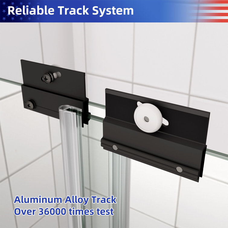 Matte Black Framed Sliding Shower Door with Clear Tempered Glass