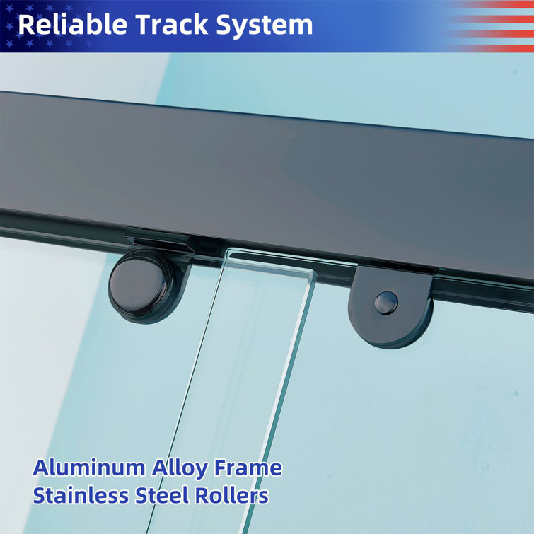 60" Matte Black Aluminum Framed Double Sliding Shower Door
