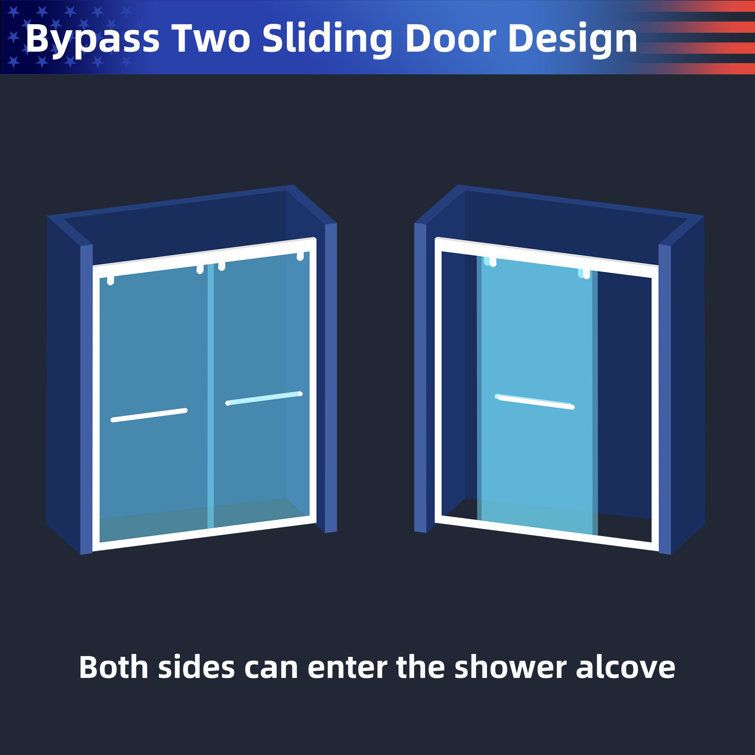60" Matte Black Aluminum Framed Double Sliding Shower Door