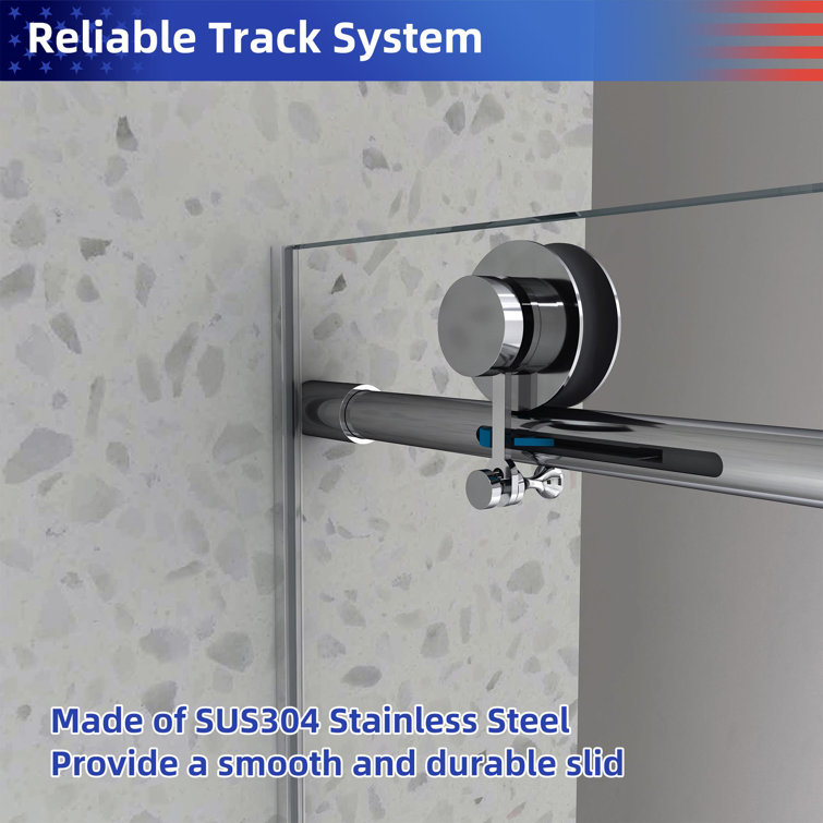 60 in. Frameless Sliding Shower Door with Clear Glass and Chrome Finish