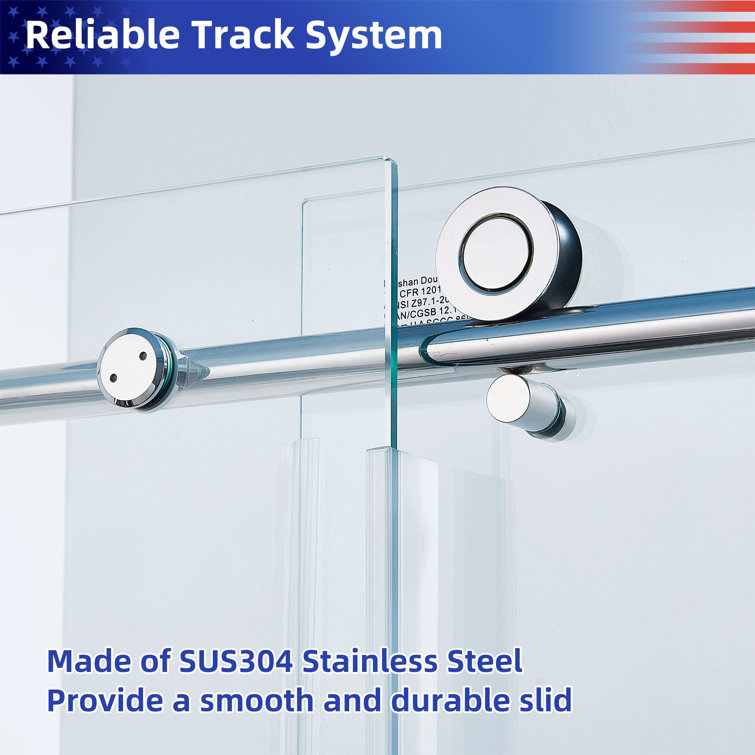 60 in. Semi-Frameless Shower Door with Clear Glass and Chrome Finish