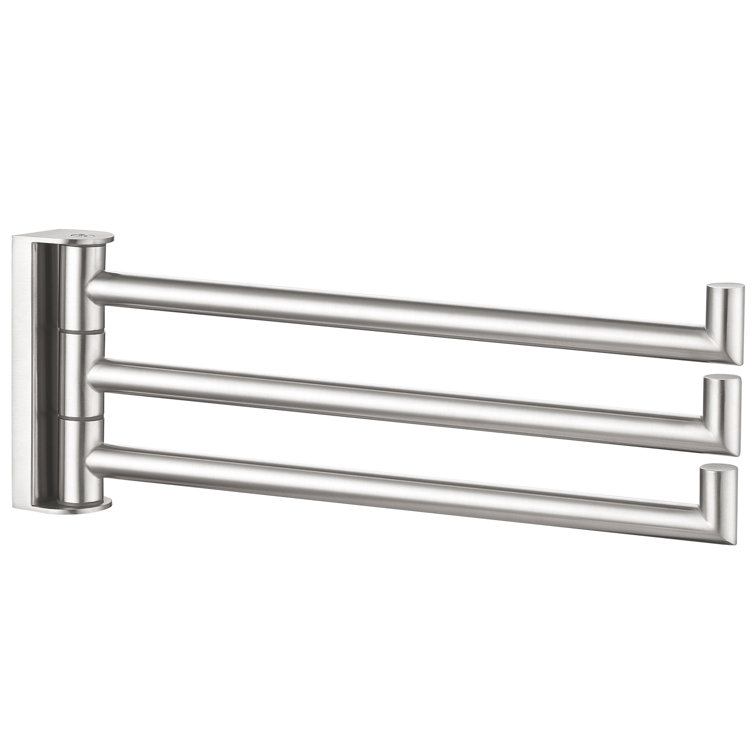 Brushed Nickel Wall Mounted Swivel Towel Rack with Three Arms