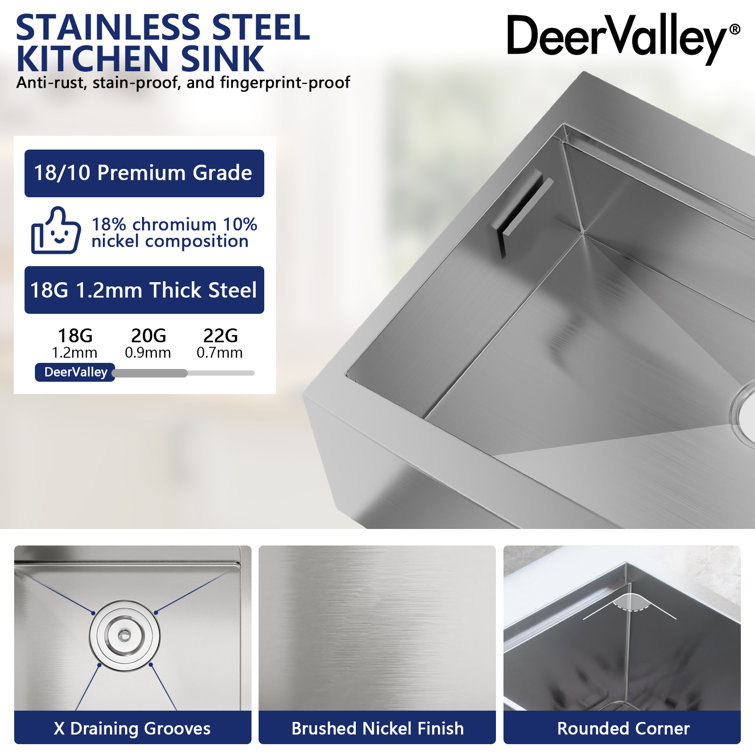 36" Stainless Steel Farmhouse Single Bowl Workstation Sink