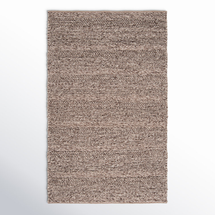 Handmade Brown Wool Rectangular Rug 5' x 8'